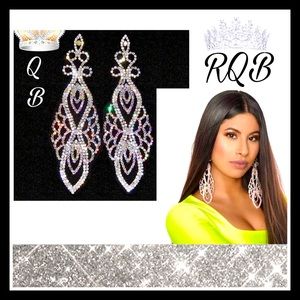Clear long Chandelier Earrings Pageant Earrings